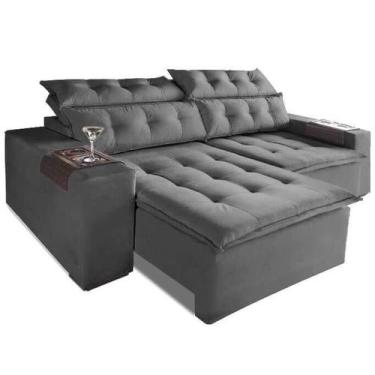 Imagem de Sofá 4 Lugares Retrátil E Reclinável 230m Carioca Cinza - BONEQUINHA M