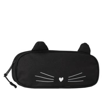 Imagem de Estojo Necessaire Silicone Estampado Gatinho 2020 - OEM, Preto