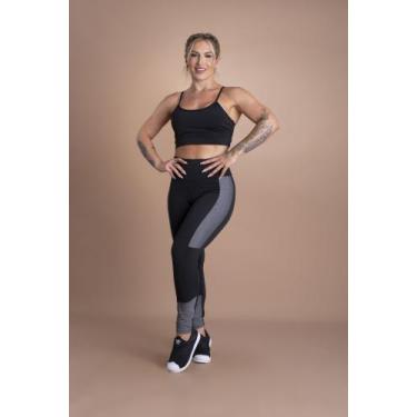 Imagem de Conjunto Feminino Calça Legging Fitness Cintura Alta Faixa Lateral E T
