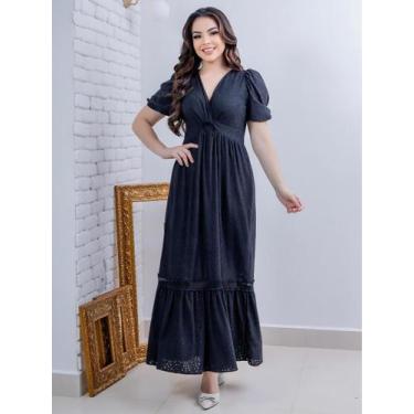 Imagem de Vestido Longo Malha Lese Rodado Soltinho Festa Casamento - Vestidos, P