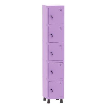Imagem de Armário Guarda Volume Locker Roupeiro 1 Vão 5 Portas Aço GRF501/5 Lilá