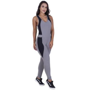 Imagem de Macacão fitness feminino empina bumbum bojo detalhe costas suplex orbi