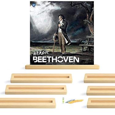 Imagem de LE-BAND Conjunto de 8 prateleiras de discos – Prateleira de vinil – Exibição de discos – Moldura de gravação Ledge – Suporte de parede para armazenamento de álbuns – Organizador de Álbum e Decoração Vintage – Madeira de pinheiro (Natural)