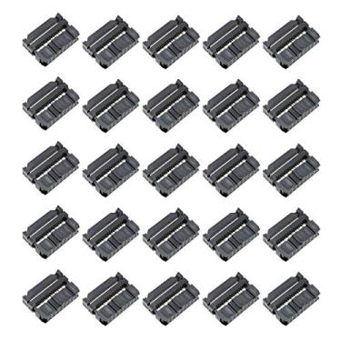 Imagem de E-outstanding FC-16P Conector de soquete IDC 25 peças 2x8 pinos 16 pinos 2,54 mm passo fileiras duplas fêmea conector adaptador retangular para cabo plano AWG