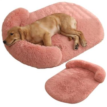 Imagem de Cama de cachorro para cães de médio e grande porte, cama de cachorro fofa de pele sintética, móveis de caixa de cachorro, cama de cachorro lavável à prova d'água, cama de espuma(Pink,S)