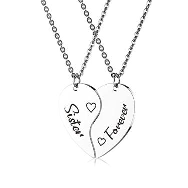 Imagem de Conjunto de chaveiros e colar para a família 2/3 presentes para o pai, mãe e filha, quebra-cabeça de coração dividido combinando conjunto 2 para Gandma, neta, irmãs, melhores amigas, colar de quebra-cabeça para casais., Small, Metal, Sem Pedra Preciosa