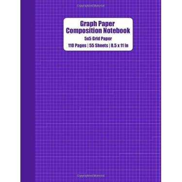 Imagem de Violet Blue 5x5 Grid Graph Paper Composition Notebook: 110 Pages, 55 Sheets, 8.5" x 11", Graph Paper for Designing/Writing/Mapping/Drawing/Journalling & Math/Science/Accounting/Engineering Students