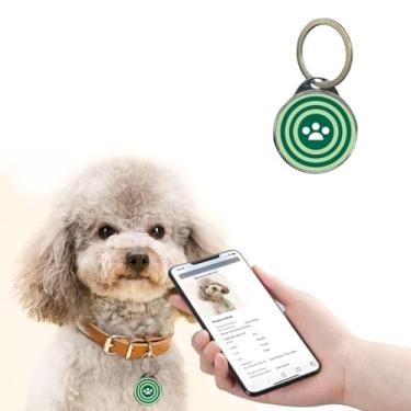 Imagem de RexID Dog Tag Green Round QR Code Pet ID Tags com perfil de animal de estimação on-line e contato do proprietário, etiqueta de identificação permanente inteligente para conectar o dono do animal de