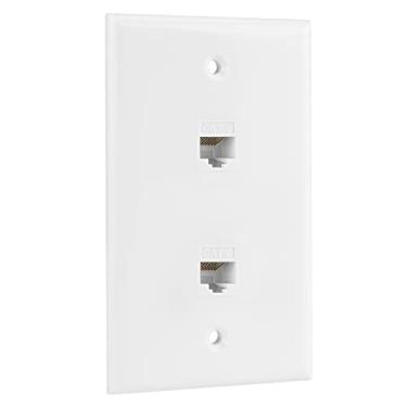 Imagem de RICNOS Placa de Parede Ethernet, 2 Portas Cat 6 Rj45 Keystone Fêmea para Placa de Parede Fêmea Compatível com Dispositivos Ethernet Cat7/6/6E/5/5E