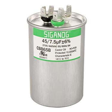 Imagem de SIGANDG 45 + 7,5 Mfd 45/7,5 Uf 370 Ou 440 Volts Cbb65B Capacitor para Funcionamento de Motor Ca, Condensador Reto Frio, Bomba de Calor, Ar Condicionado, Capacitor Hvac