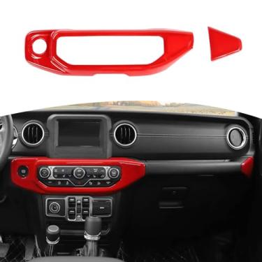 Imagem de RT-TCZ Capa para painel de interruptor de ar condicionado Wrangler JL vermelha para Jeep Wrangler JL Gladiator JT 2018-2023 vermelho acessórios interiores