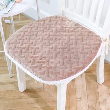 Imagem de ULYTMMJG Almofada de assento adornada confortável de cor sólida, durável, espessa, antiderrapante, almofada de cadeira respirável para quatro estações, para cadeira de escritório, cadeiras de jantar