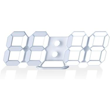 Imagem de Relógio de parede digital de LED 3D, despertador de mesa com controle remoto para cozinha, quarto, escritório, moderno, luz noturna, LED de 24,6 cm, ajuste de brilho 12H/24H, hora, data,