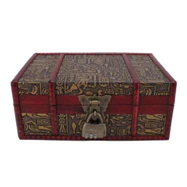 Imagem de Baú de Tesouro Vintage Com Fechadura, Caixa Decorativa de Madeira para Joias, Cosméticos e Acessórios Fotográficos, Acabamento Antigo, Ideal para Coleção de Pérolas
