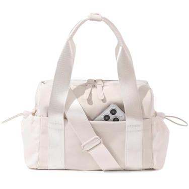 Imagem de Bucosd Pequena bolsa de ginástica para mulheres, mini bolsa de ginástica transversal com compartimento molhado, bolsa de mão para ginástica, dança, esportes, viagens, Mini-bege, Mini, Tendência