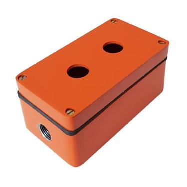Imagem de Caixa / Botoeira Metálica Alumínio 2 Furos 22Mm Laranja Ip66 - Ezcomp