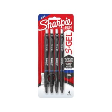 Imagem de Sharpie Caneta gel retrátil S-gel, ponta fina de 0,5 mm, tinta azul, 4/pacote