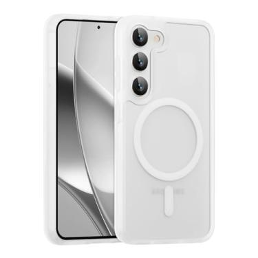 Imagem de RALEAVO Capa magnética forte para Samsung Galaxy S23 [compatível com Magsafe] Capa protetora fina à prova de choque para celular S23 com traseira rígida translúcida, branca