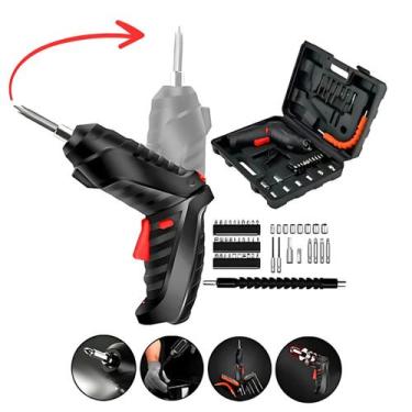 Imagem de Parafusadeira Kit Portátil Recarregável USB sem Fio com Maleta e 47 Bi