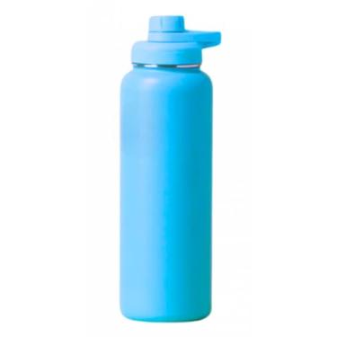 Imagem de Garrafa Squeeze Térmica de Aço Inox, 1200ml, Tampa Rosqueável, com Alça, Vacuum Bebida Quente 8H Bebida Gelada 20H (Azul Bebê)