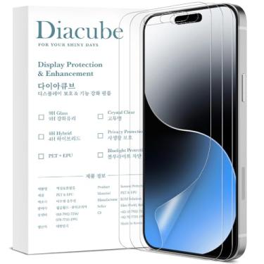 Imagem de Diacube Pacote com 3 protetores de tela fosco antirreflexo para iPhone 14 Pro, filme PET EPU resistente a quebras, anti-impressão digital, toque sedoso, livre de poeira e fácil instalação com gabarito