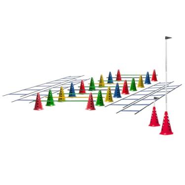 Imagem de Kit de Treinamento de Agilidade 20 Cones Furados com Barreiras + 4 Escadas de Agilidade 3m