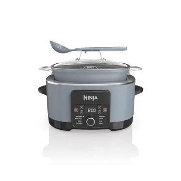 Imagem de Ninja MC1001 Foodi PossibleCooker PRO 8.5 Quart Multi-Cooker, with 8-in-1 Slow Cooker, Dutch Oven, Steamer & More, Glass Lid & Integrated Spoon, Nonstick, Oven Safe Pot to 500°F, Sea Salt Gray