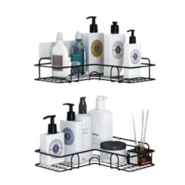 Imagem de Kit 2 Prateleiras Aramada de Canto em L Para Banheiro Cozinha ou Armár