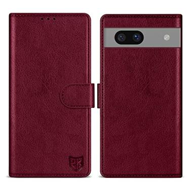 Imagem de ZZXX Capa carteira para Google Pixel 7A com [bloqueio RFID] compartimento para cartão com fecho magnético dobrável de couro capa protetora para celular Pixel 7A (vinho tinto-15,5 cm)