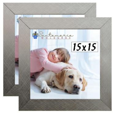 Imagem de Kit 2 Porta Retrado Molduras 15x15 Prateado - Santamaria Molduras