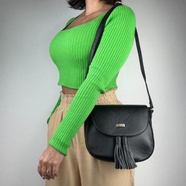 Imagem de Bolsa recuo em couro legitimo b.1021, Preto