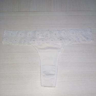 Imagem de Calcinha Fio Dental Feminina Clamar em Cotton e Renda - 3464, GG, Bran