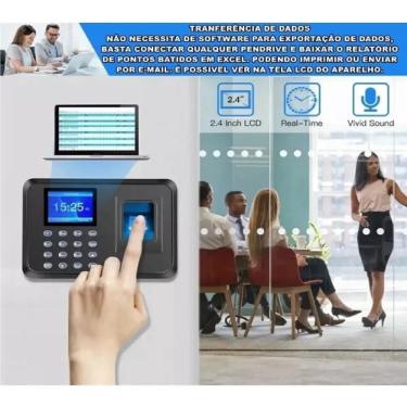 Imagem de Relógio De Ponto Biométrico Impressão Digital + Pendrive 16G