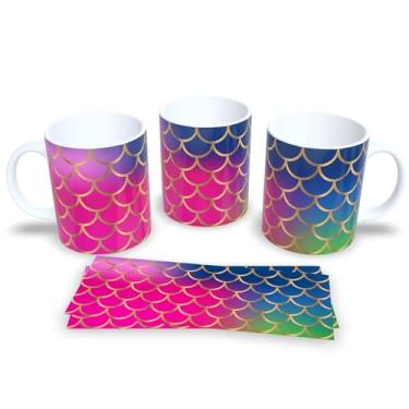 Imagem de Caneca Escamas de Sereia – Brilho Mágico e Colorido (Mod.35)