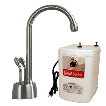 Imagem de Westbrass D272H-07 Develosah Dispensador de água quente e fria de 22,86 cm com 2 alças com tanque de aquecimento instantâneo, níquel acetinado