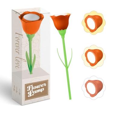 Imagem de Lâmpada de rosas com glitter, 3 cores reguláveis, lâmpada noturna de flores falsas, recarregável e dobrável, para leitura, presente de aniversário rosa preservado para sempre, presentes para mulheres