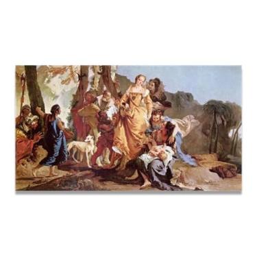 Imagem de Impressão em tela Finding of Moses Giovanni Battista Tiepolo – Obra-prima rococó barroca, pintura escolar de Veneza, pintura a óleo decorativa para galeria doméstica 50 x 90 cm