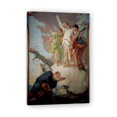 Imagem de Impressão em tela Tiepolo The appearance of the angels to Abraham Giovanni Battista – Obra-prima rococó barroca, pintura escolar de Veneza, pintura a óleo decorativa para galeria doméstica 20 x 30 cm
