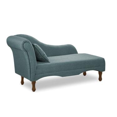 Imagem de Divã Recamier Pés Retrô Medelin 150cm Linho Azul E03 - D`Rossi