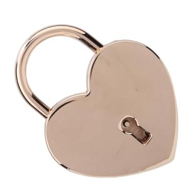 Imagem de Cadeado de Metal de Trava Coração Qualidade Com Chave para Suprimentos Artesanais Domésticos, Tamanho Pequeno para Caixa Jóias, Coleção Ideal Amigos e Crianças (Rose Gold)