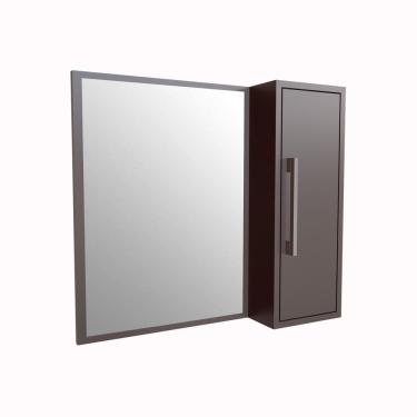 Imagem de Armário Espelheira Para Banheiro Com 1 Porta E 2 Prateleiras Alice Grafite