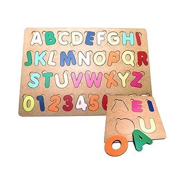 Imagem de Brinquedo Madeira Letras e Números + Vogais Alfabeto MDF Grande - Mega Impress