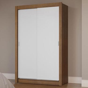 Imagem de Guarda-roupa Solteiro 2 Portas De Correr Rustic/branco Milano Madesa Rustic/branco