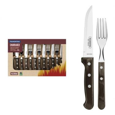 Imagem de Kit Para Churrasco Inox Tramontina 12 Peças Polywood Jumbo