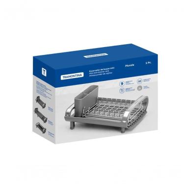 Imagem de Escorredor De Louça Míni Tramontina Plurale Com Secador E Porta Talheres Grafite - 61537000