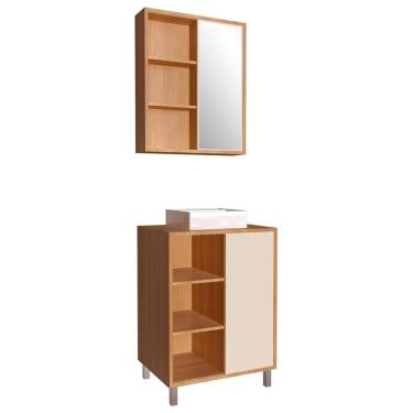 Imagem de Gabinete 60 Cm Espelheira E Cuba Branca Cj7250 Mell Arenas Faem Mell Arenas