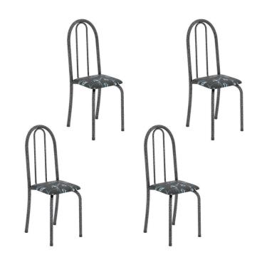 Imagem de Kit 4 Cadeiras Tubular Iris B 96x36x41 Cm Preto-mart Prata