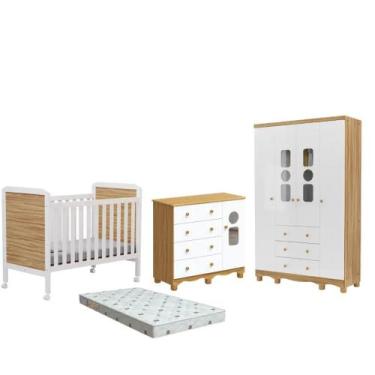 Imagem de Quarto Bebe Completo Dorabelly Dyte 04 pt MDF +Colchão - Moveis Peroba