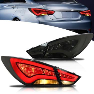 Imagem de Luzes traseiras VLAND compatíveis com Hyundai Sonata 6ª geração Sedan Halogênio 2011-2014, conjunto de luzes traseiras com seta âmbar, 1 par (manchado)