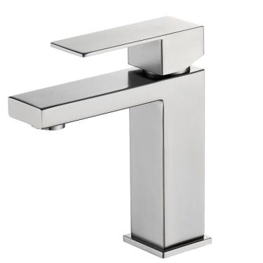 Imagem de Torneira de Banheiro Lavabo Misturador Monocomando Baixa Square Aço Inox Escovado